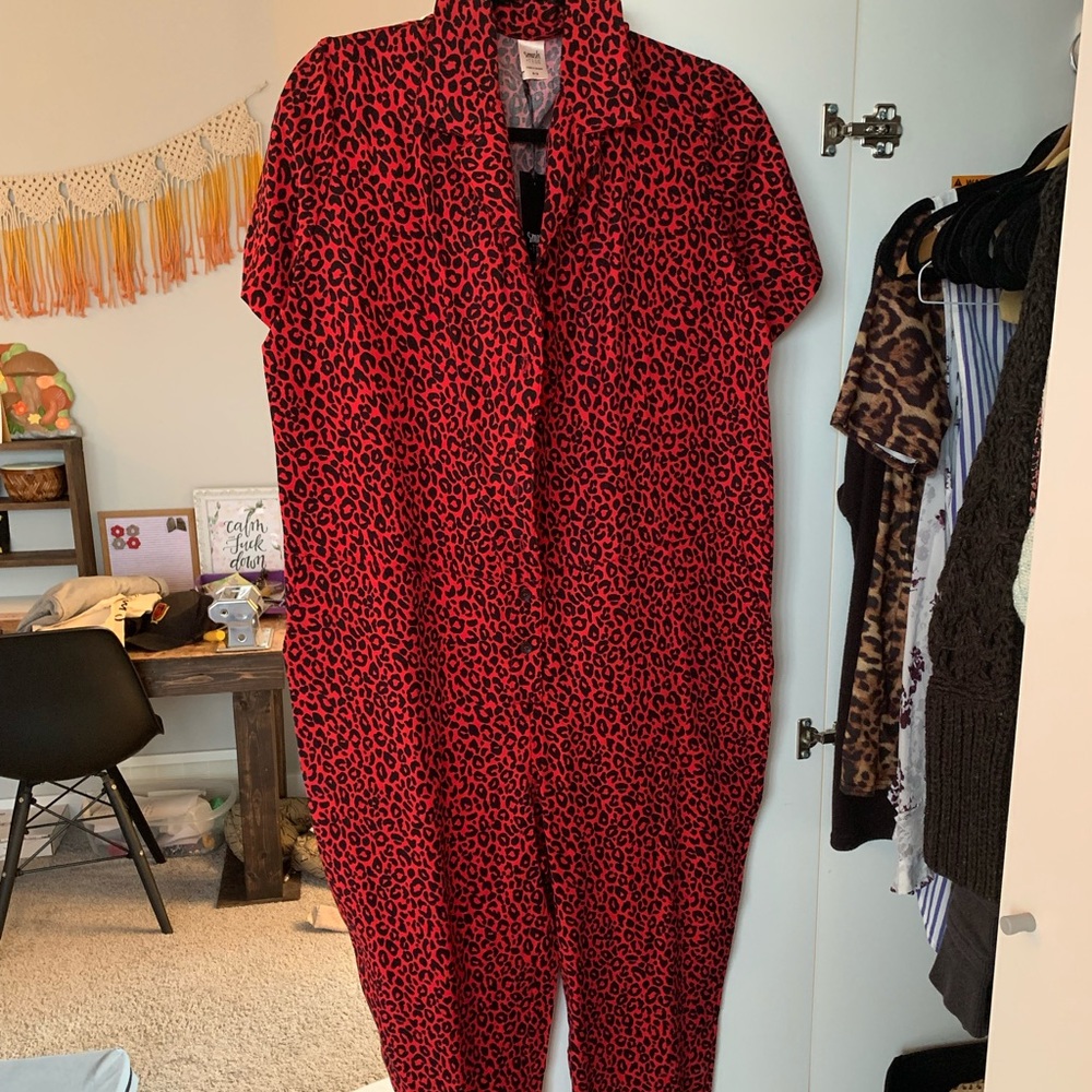 Smash + Tess Red Leopard Print Romper